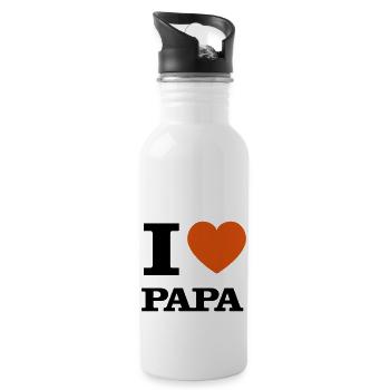 ich liebe Papa Vatertag Vater Sohn Tochter Kind - Trinkflasche mit integriertem Trinkhalm - Weiß - Rechts