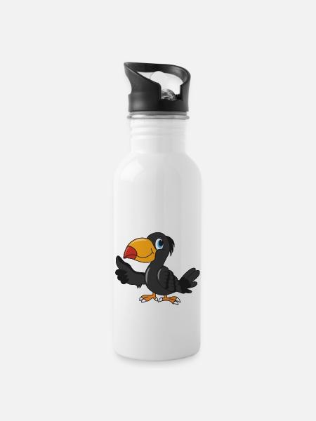 Toucan Tukan - Trinkflasche mit integriertem Trinkhalm - Weiß