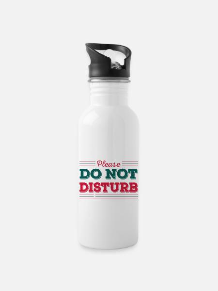 Bitte nicht stören - Trinkflasche mit integriertem Trinkhalm - Weiß