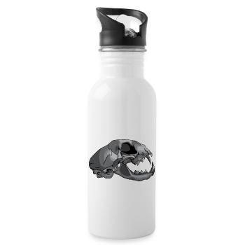 cat skull - Water bottle with straw - white - Right