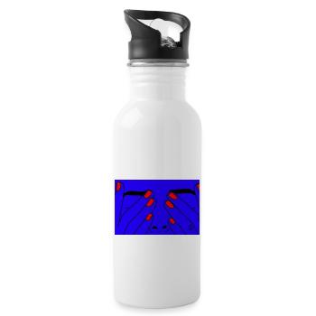 Face blue - Trinkflasche mit integriertem Trinkhalm - Weiß - Rechts