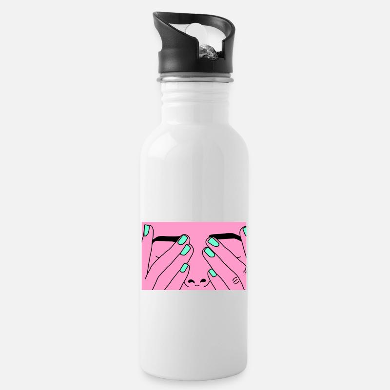 Face rose - Water bottle with straw - white