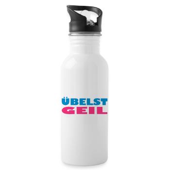 übelst geil leider exit-shirt - Trinkflasche mit integriertem Trinkhalm - Weiß - Rechts