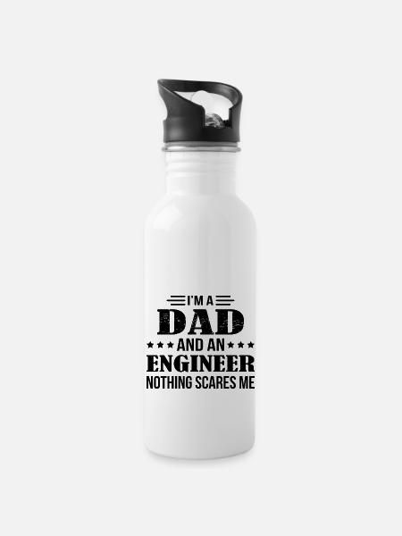 Dad Engineer Scares Me - Trinkflasche mit integriertem Trinkhalm - Weiß