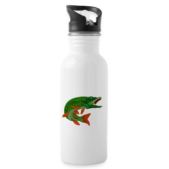 Hecht, Hecht - Trinkflasche mit integriertem Trinkhalm - Weiß - Rechts