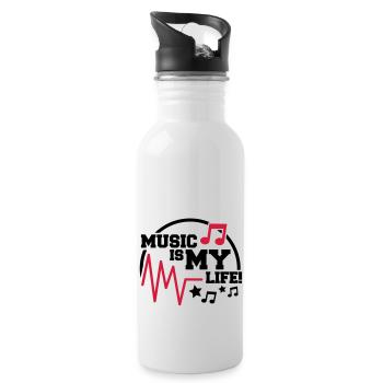 music_is_my_life_design_fa2 - Trinkflasche mit integriertem Trinkhalm - Weiß - Rechts