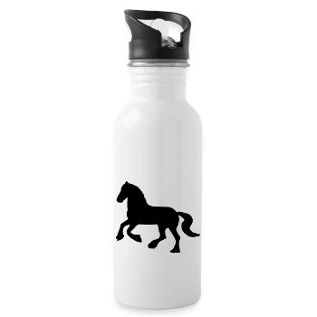 Friese / Kaltblut Pferd - Trinkflasche mit integriertem Trinkhalm - Weiß - Rechts