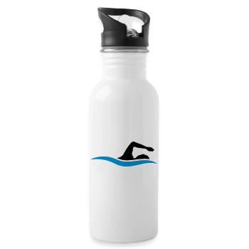 logo schwarz schwimmen schwimmer verein team wasse - Trinkflasche mit integriertem Trinkhalm - Weiß - Rechts