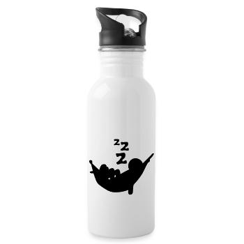 Hängematte Siesta Nickerchen Schlaf Schnarchen - Trinkflasche mit integriertem Trinkhalm - Weiß - Rechts