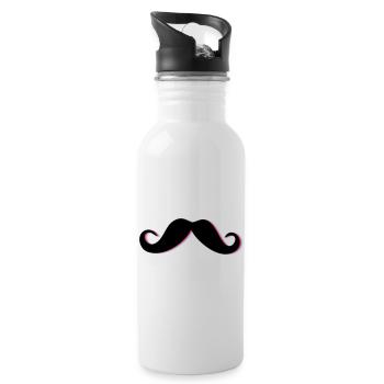 Funky Mustache - Trinkflasche mit integriertem Trinkhalm - Weiß - Rechts