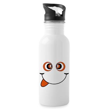 psychedelisch smiley - Trinkflasche mit integriertem Trinkhalm - Weiß - Rechts