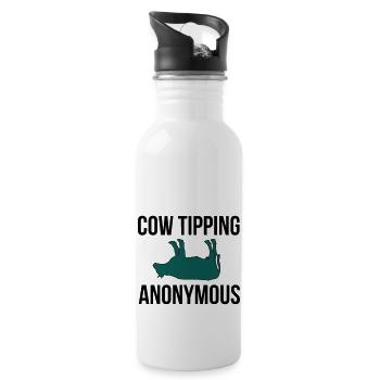 Cow Tipping Anonymous - Trinkflasche mit integriertem Trinkhalm - Weiß - Rechts