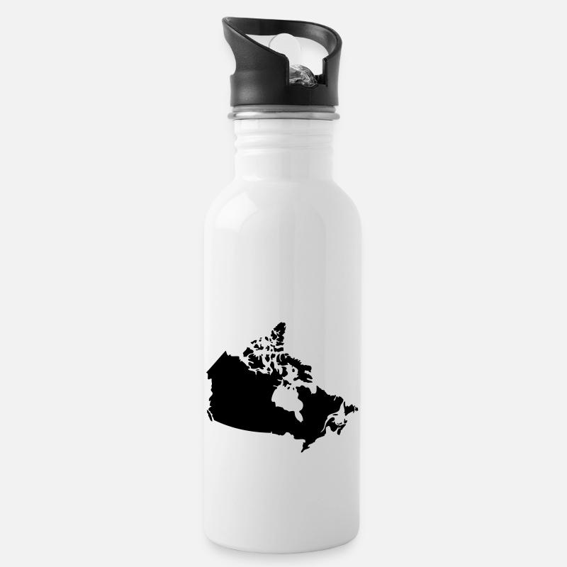 Kanada Canada Karte - Trinkflasche mit integriertem Trinkhalm - Weiß