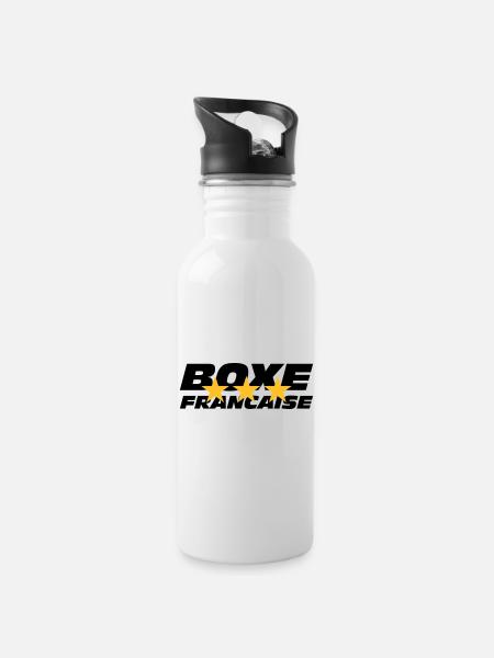 Boxe Francaise - Gourde avec paille intégrée - blanc