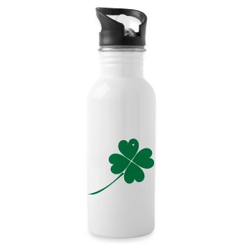 Herz-Kleeblatt - Trinkflasche mit integriertem Trinkhalm - Weiß - Rechts