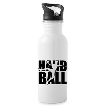 logo texte silhouette contour handball balle jeter p - Gourde avec paille intégrée - blanc - Droite