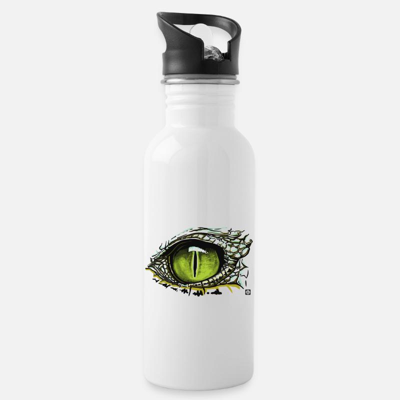 Oeil de crocodile - Gourde avec paille intégrée - blanc