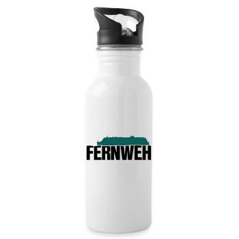 Fernweh - Trinkflasche mit integriertem Trinkhalm - Weiß - Rechts