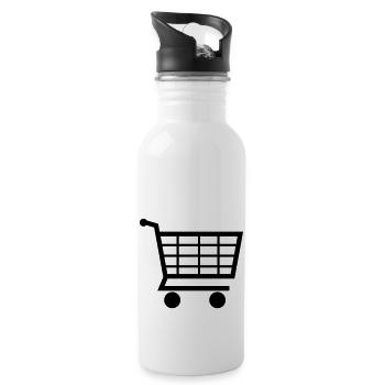 Einkaufswagen - Trinkflasche mit integriertem Trinkhalm - Weiß - Rechts