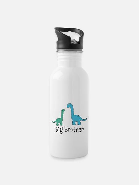 adorables frères et sœurs dinosaures "Big Brother" - Gourde avec paille intégrée - blanc
