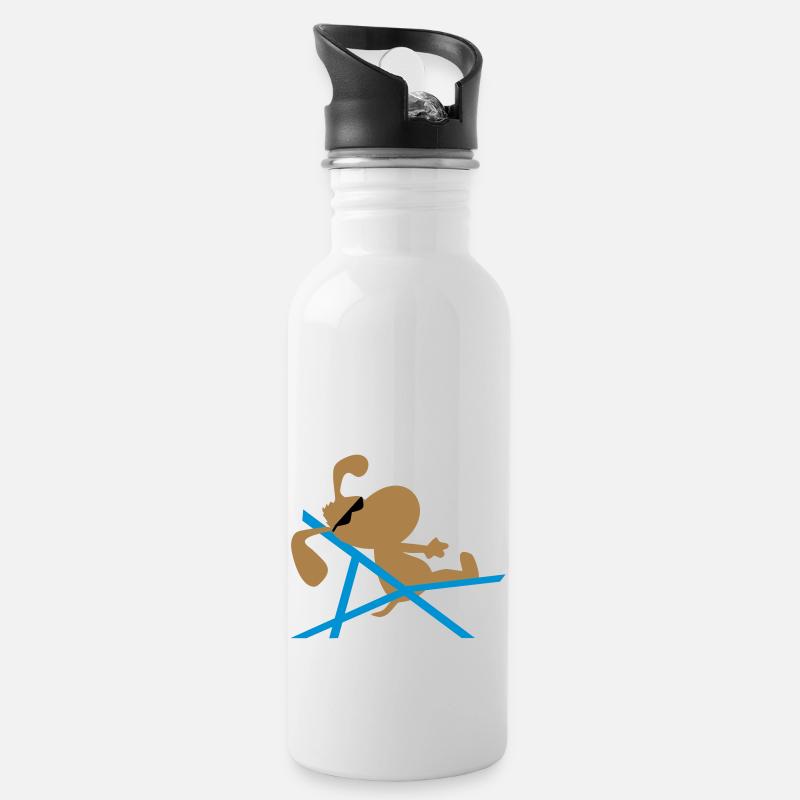 hund - Trinkflasche mit integriertem Trinkhalm - Weiß