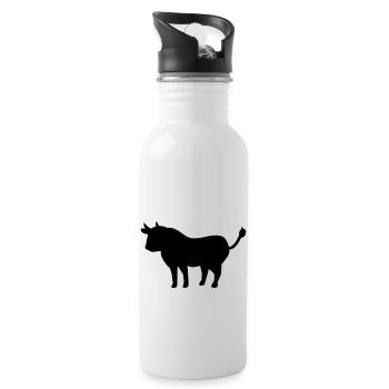 Stier - Trinkflasche mit integriertem Trinkhalm - Weiß - Rechts