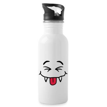 Lustig Frech Comic Monster Vampir Gesicht - Trinkflasche mit integriertem Trinkhalm - Weiß - Rechts
