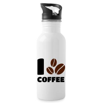 I love Coffee - Water bottle with straw - white - Right
