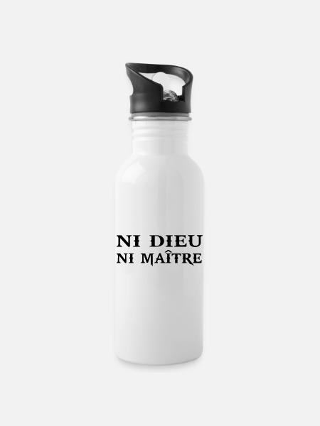 ni dieu ni maitre citation phrase humour anar - Gourde avec paille intégrée - blanc