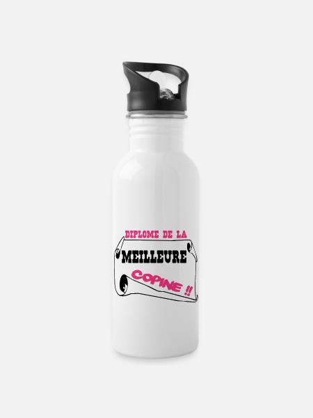 Diplôme de la meilleure copine - Water bottle with straw - white
