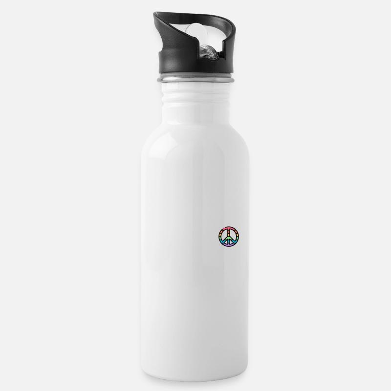 Pride Peace - Trinkflasche mit integriertem Trinkhalm - Weiß