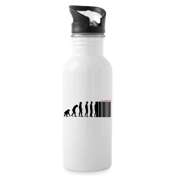DARWIN - EVOLUTION SOCIETE - CODE BARRE - Gourde avec paille intégrée - blanc - Droite