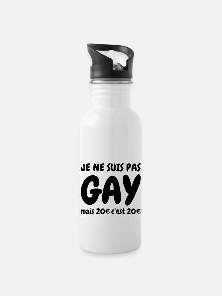 Je ne suis pas gay - Humour - Drôle - Blague - Fun - Gourde avec paille intégrée - blanc