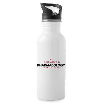 all i care about is pharmacology - Water bottle with straw - white - Right