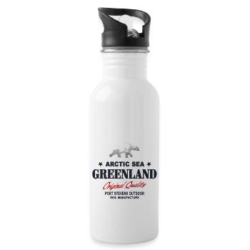 Greenland - Polar Bear - Grönland - Eisbär - Trinkflasche mit integriertem Trinkhalm - Weiß - Rechts