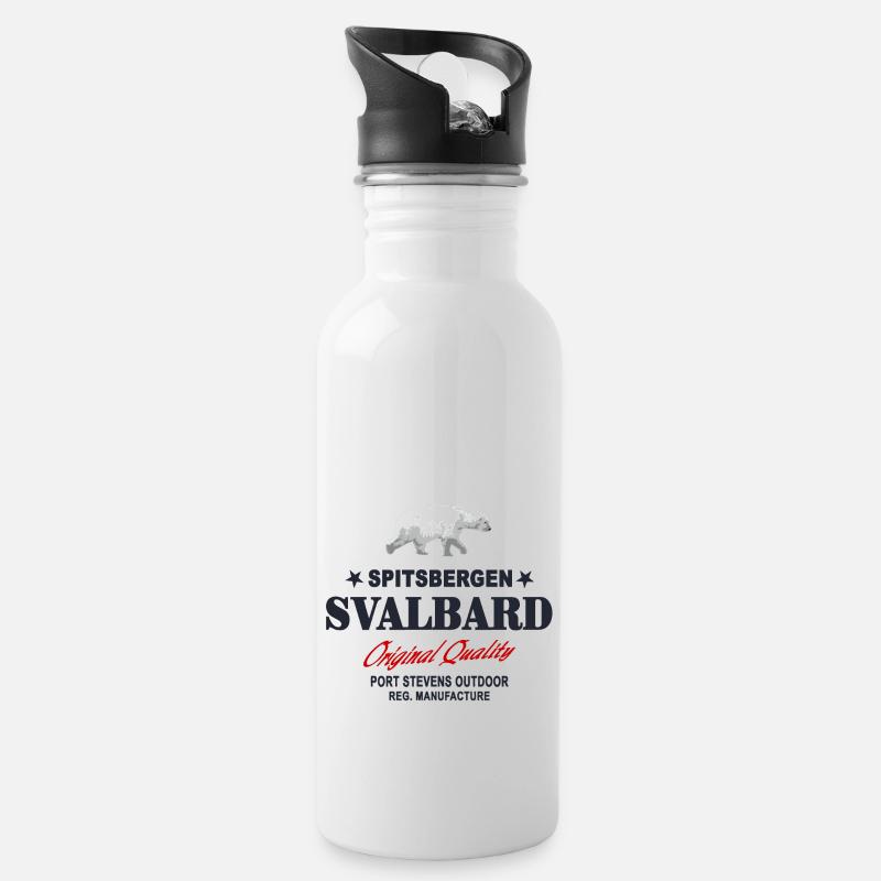 Spitsbergen - Svalbard - Spitzbergen - Polar Bear - Trinkflasche mit integriertem Trinkhalm - Weiß