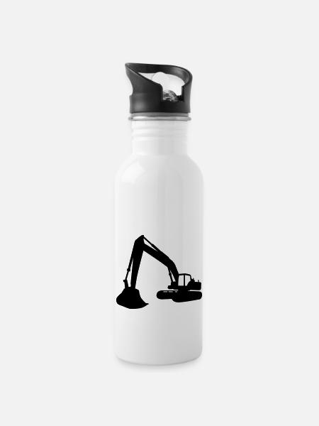 Bagger - Trinkflasche mit integriertem Trinkhalm - Weiß
