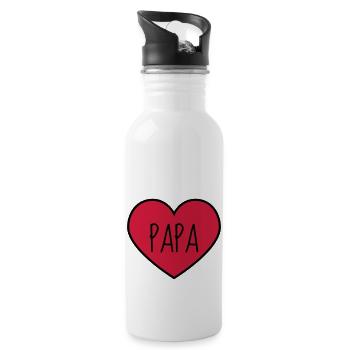 Papa Fête des Pères Naissance Bébé Anniversaire - Gourde avec paille intégrée - blanc - Droite