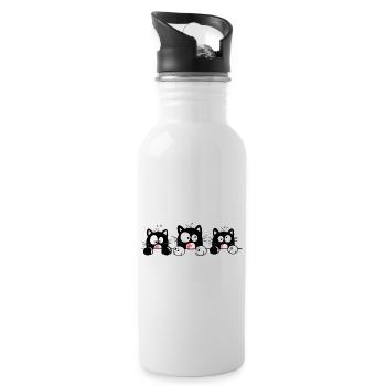 Funny Cats - Water bottle with straw - white - Right