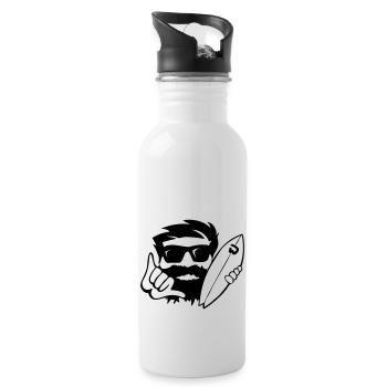 shaka CubeSurfer with sunglasses and beard - Water bottle with straw - white - Right