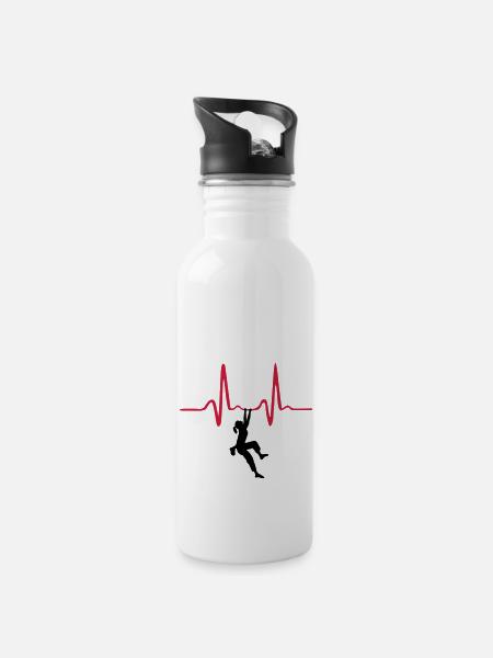 Climbing Woman, Climber & Heartbeat - Gourde avec paille intégrée - blanc