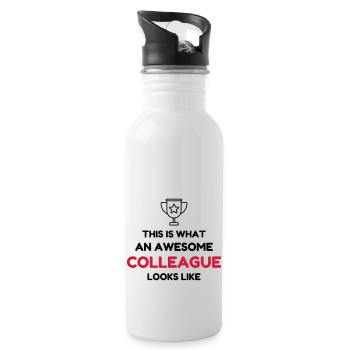 Kollegen / Kollegin / Unternehmen / Büro - Trinkflasche mit integriertem Trinkhalm - Weiß - Rechts
