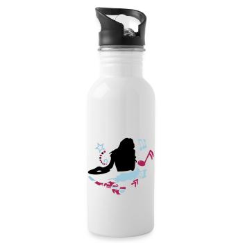 female DJ - Water bottle with straw - white - Right