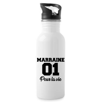 marraine 01 pour la vie - Water bottle with straw - white - Right