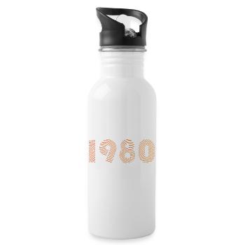 Motifs d’empreintes digitales des années 1980 - Gourde avec paille intégrée - blanc - Droite