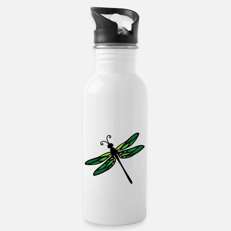 Libelle - Trinkflasche mit integriertem Trinkhalm - Weiß