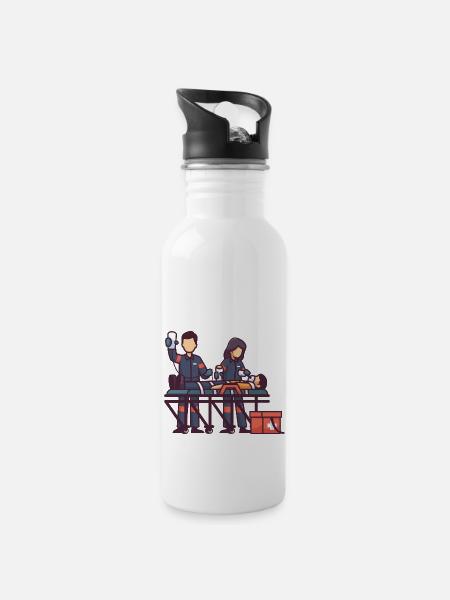 Medical - Water bottle with straw - white