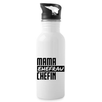Mama Ehefrau Chefin Familie Kinder Mutter Geschenk - Trinkflasche mit integriertem Trinkhalm - Weiß - Rechts