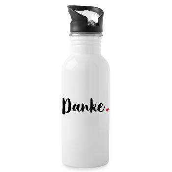 Danke Herz Geschenk Dankeschön - Trinkflasche mit integriertem Trinkhalm - Weiß - Rechts