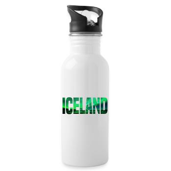 Iceland – Nordlicht Typografie - Trinkflasche mit integriertem Trinkhalm - Weiß - Rechts